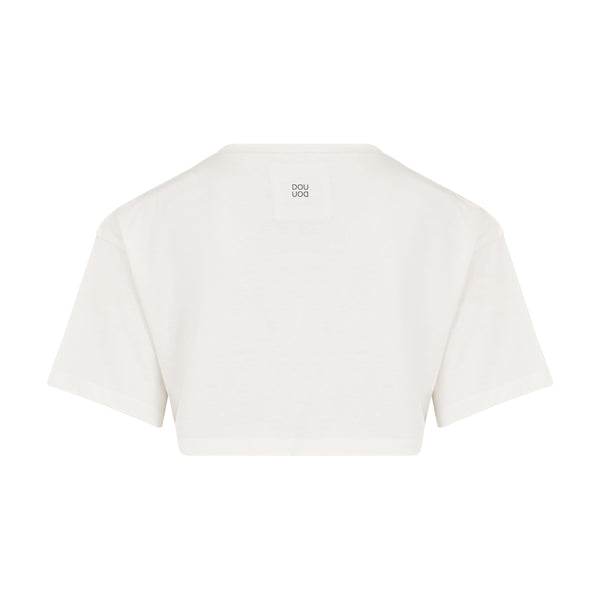T-shirt cropped bianca per bambina Doudou DY8A11 101 