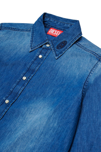 Camicia in denim blu per bambino Diesel J01330 K01 