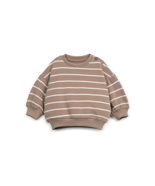 Felpa nocciola a righe panna per neonati Play up 1AR11352 R331N 