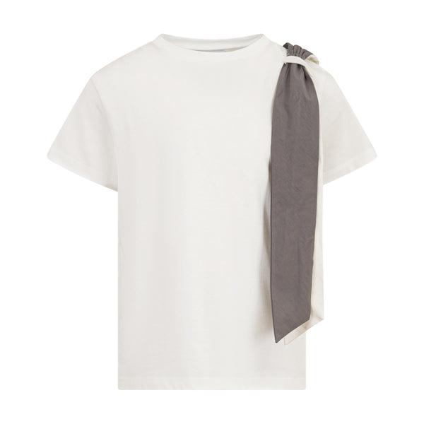 T-shirt bianca con fiocco per bambina Doudou DY8A41 101 