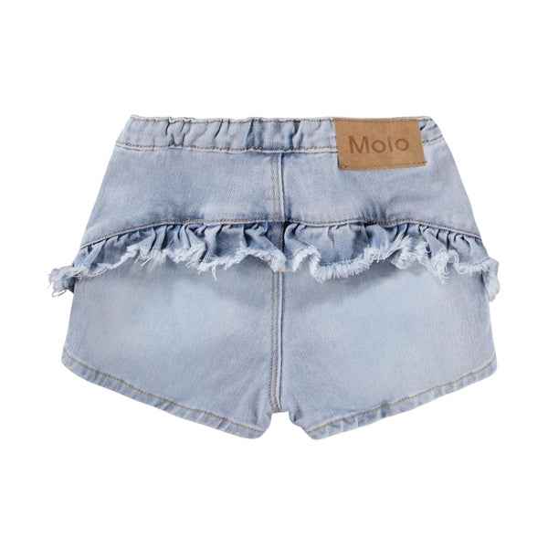 Shorts in denim blu chiaro con volant per bambina Molo AGNETHA 9484 
