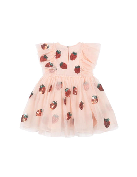 Abito rosa in tulle con paillettes applicate per neonata e bambina Konges slojd KS105137 STRAWBERRY 