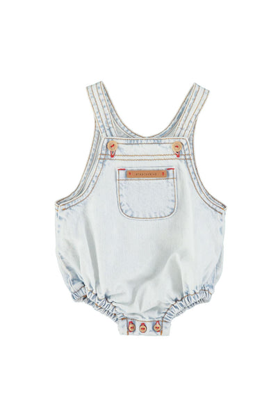 Pagliaccetto in denim chiaro per neonati Piupiuchick SS26.BB2606 DENIM 