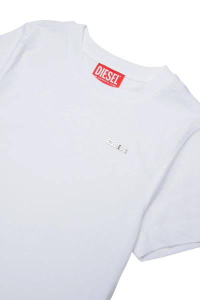 T-shirt bianca con logo per bambino Diesel J02771 K100 