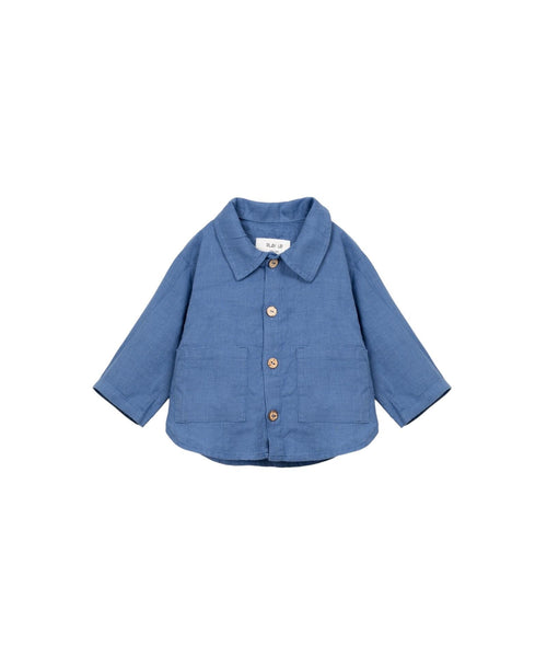 Camicia indaco in lino per neonato Play up 1AS11251 P6185 