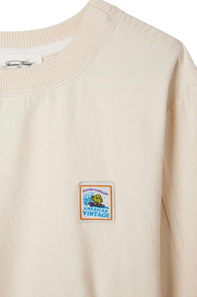 Felpa sabbia con logo per bambini American Vintage KTIR07A ECRU 