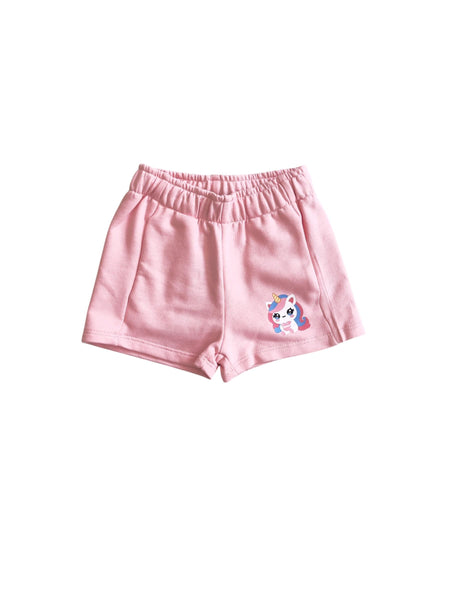Shorts in felpa rosa con stampa per neonata e bambina Mousse kids LKSF120P LOVUNICORN 