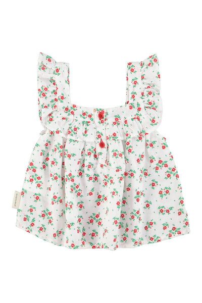 Blusa con stampa fiori all over per neonata e bambina Piupiuchick SS26.BM2607 ECRU 