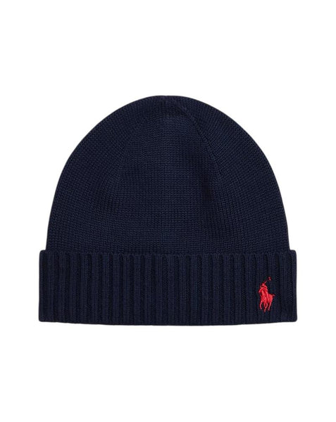 Cuffia in maglia blu con logo per bambini Ralph Lauren Kids 323953204001 NAVY 