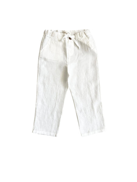 Pantalone bianco in lino per neonato e bambino Zhoe & Tobiah INE2 1 