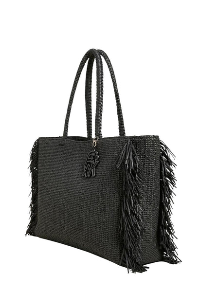 Maxi borsa nera in paglia F**K FA26-SW0040BK BLACK 