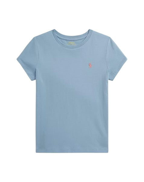 T-shirt celeste con logo per bambina Ralph Lauren Kids 313833549500 YRK 