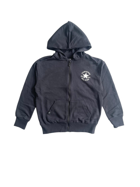 Felpa nera aperta con cappuccio per bambino Converse 9CF391 023 