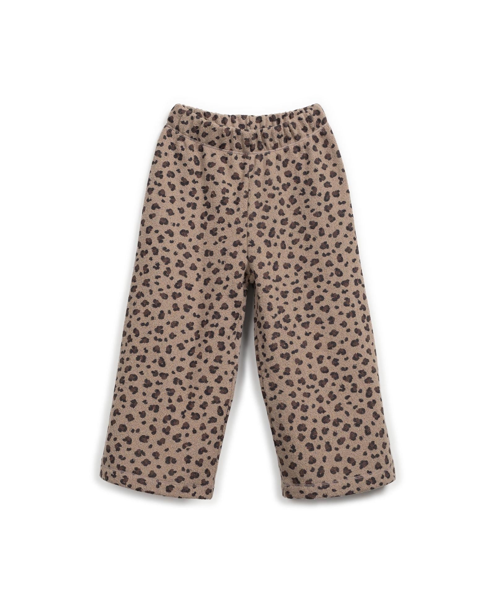 Pantalone in maglia fango con stampa animalier per bambina Play up 4AR11602 E754B 