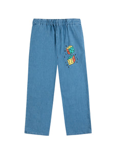 Pantalone in denim leggero con stampa per neonato e bambino Bobo Choses B225AC075 UNI 