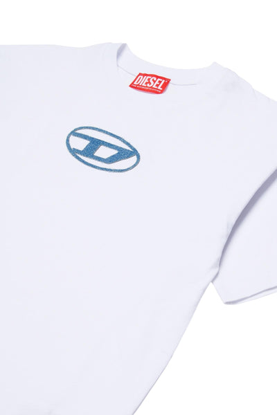 T-shirt bianca con logo per bambino Diesel J02590 K100 