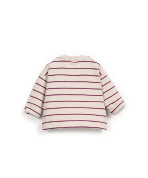 Maglia panna a righe melanzana per neonata Play up 2AR11351 R330P 