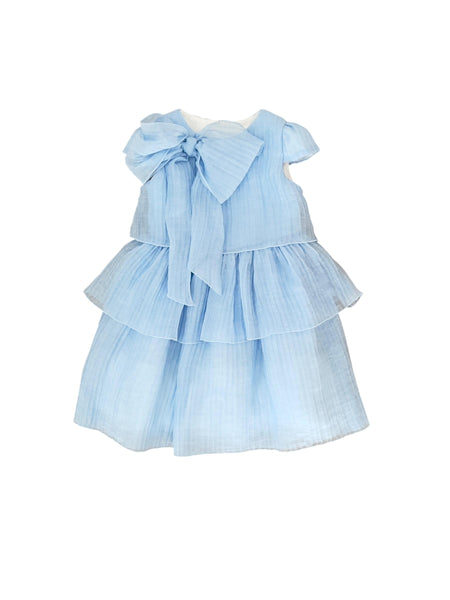 Abito celeste plissé per neonata e bambina Maperò PC05209 CELESTE 