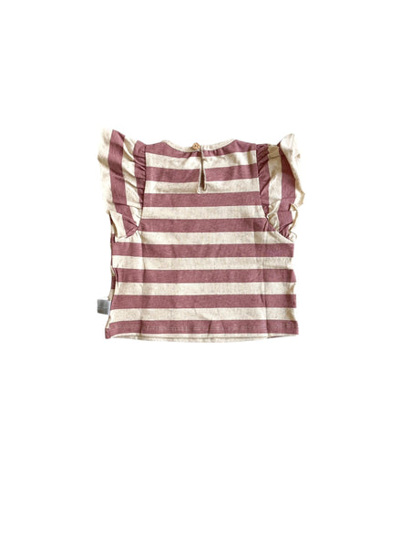 T-shirt a righe ecrù e terracotta per neonata Snug 933BB6S102G49 0082 