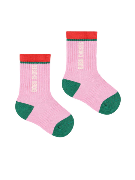 Calzino rosa con stampa per neonata Bobo Choses B225AH036 UNI 