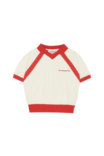 Polo panna con dettagli rossi per bambini The Campamento TC-SS26-27 ECRU 