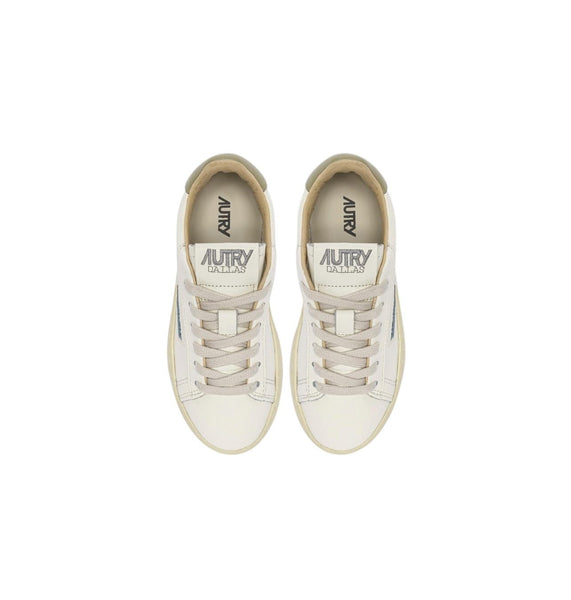 Sneakers in pelle panna e verde per bambini Autry KDLK FF07 