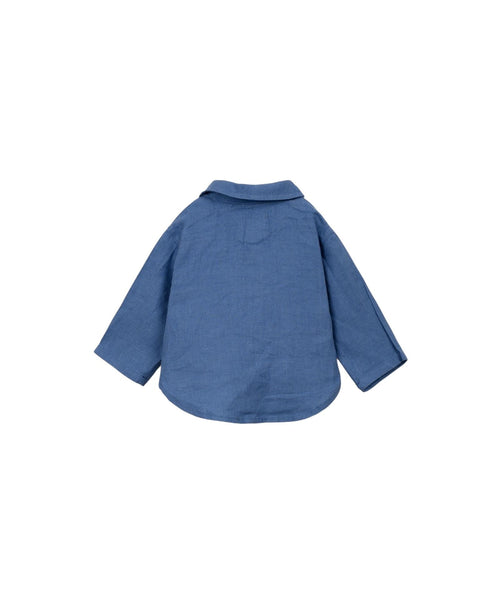 Camicia indaco in lino per neonato Play up 1AS11251 P6185 