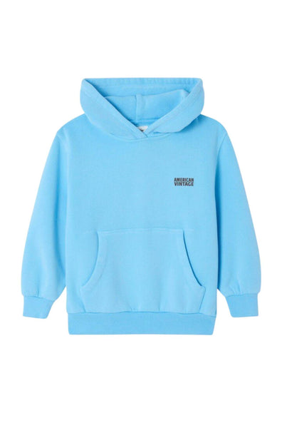 Felpa celeste con logo per neonati  e bambini American Vintage KIZU03A BLUE CIEL VINTAGE 