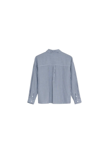 Camicia bianca a righe blu per bambina The New Society ALHELI SHIRT SUMMER MIDNIGHT 