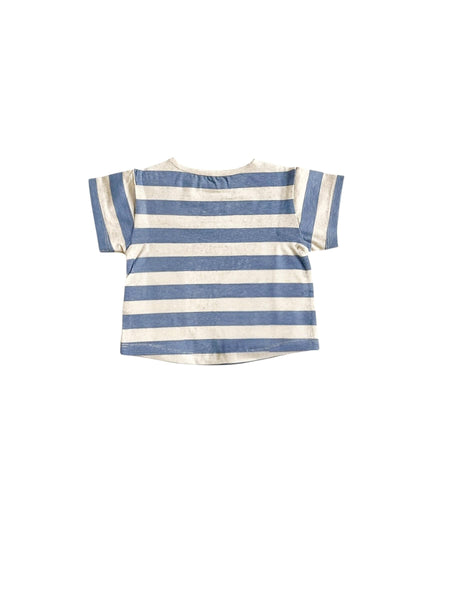 T-shirt a righe ecrù e indaco per neonato Snug 933BB6S104G49 0037 