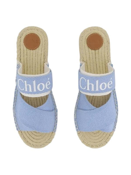 Sandalo celeste con logo per bambina Chloé C20885 Z10 