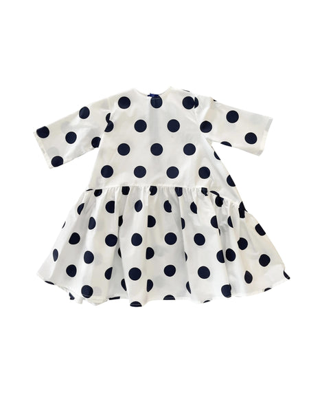 Abito bianco a pois blu per neonata e bambina Cucù Lab ALICE POIS BLU 