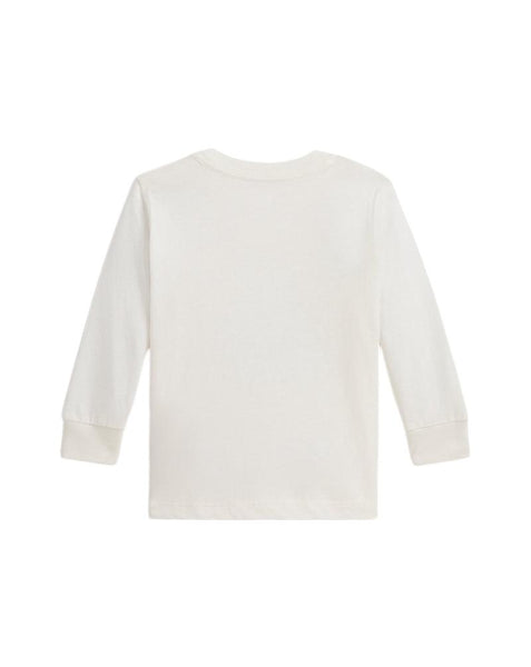 T-shirt panna con stampa per neonato Ralph Lauren Kids 320P00513001 WHITE 