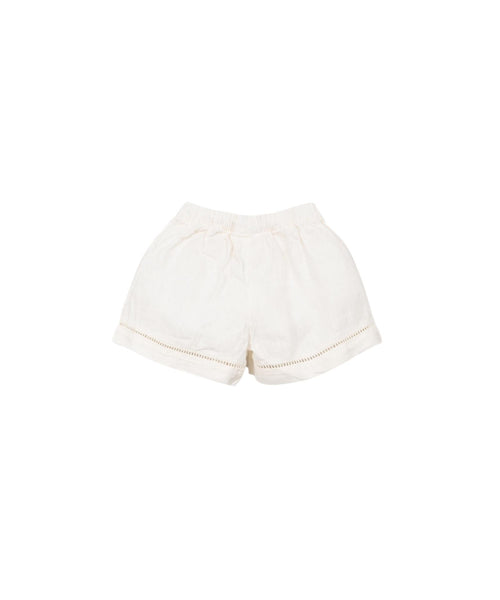 Shorts in lino panna con ricamo per bambina Play up 4AS11701 P0088 