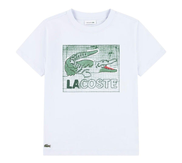 T-shirt bianca con stampa per bambino Lacoste 947583 W8L 