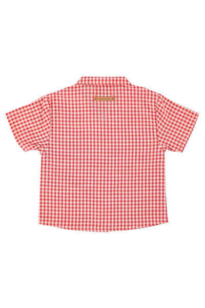Camica check rosso e bianco per neonati e bambini Piupiuchick SS26.RP2601 RED&ECRU 