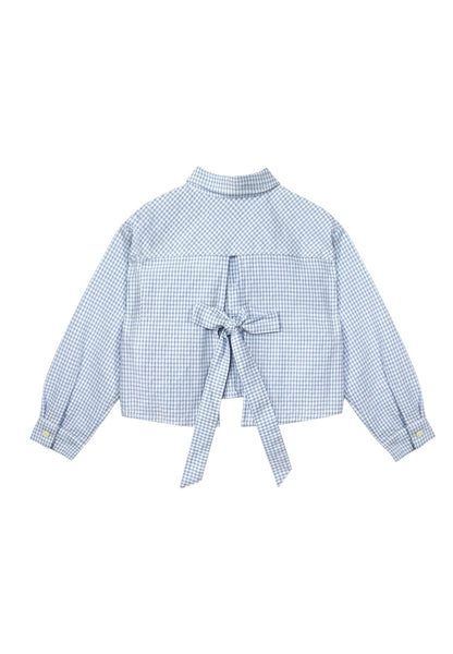 Camicia vichy bianco-azzuro per bambina Mipounet SYLVIE SHIRT BLUE 