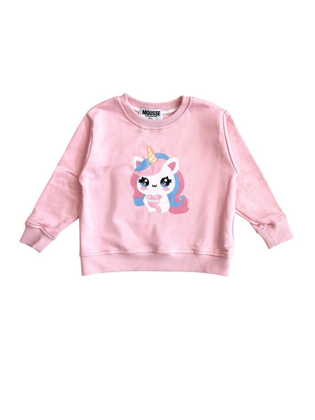 Felpa rosa con stampa per neonata e bambina Mousse kids LKFG120P LOVUNICORN 