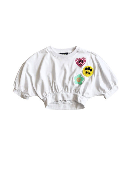 T-shirt cropped bianca con logo per bambina Barrow S6BKJGTH133 002 