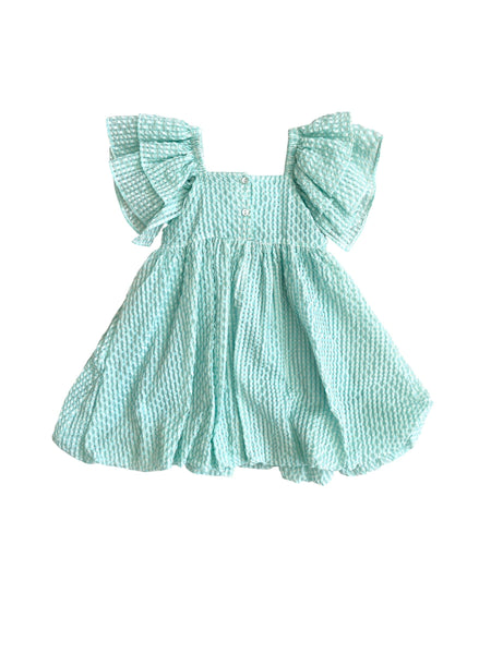 Abito a quadretti vichy verde acqua per neonata e bambina Miss Grant MG1594 ACQUA 
