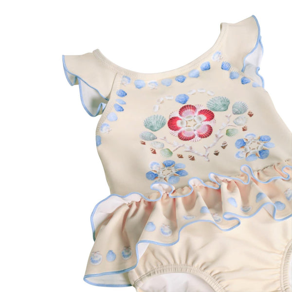 Costume intero beige con motivo conchiglie per neonata Molo NALANI 5218 