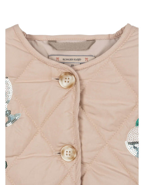 Giubbino trapuntato beige con paillettes per neonata e bambina Konges slojd KS104811 GELATO 