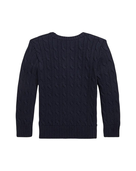 Maglia blu in cotone a trecce con logo per neonato e bambino Ralph Lauren Kids 322702674060 NAVY 