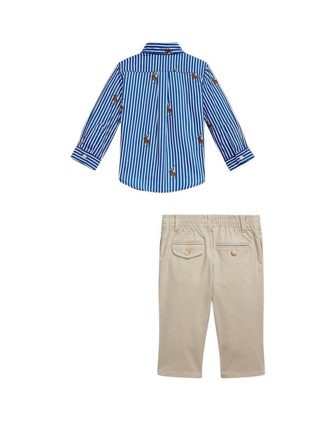 Completo camicia Polo Bear e pantalone per neonati Ralph Lauren Kids 320A96111001 EQUESTRIAN 