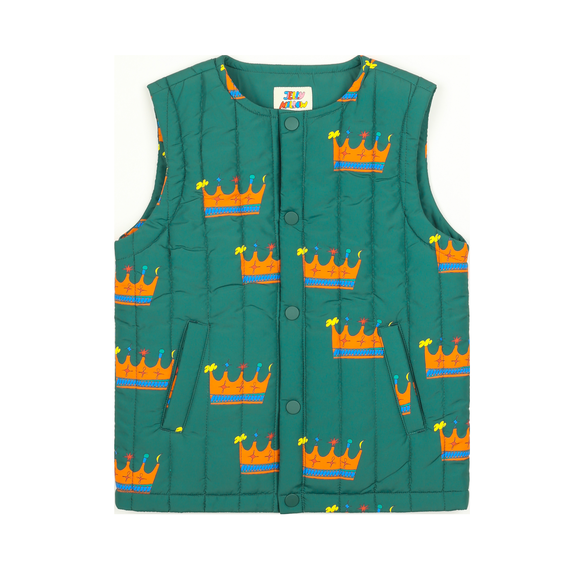 Gilet trapuntato verde con stampa all over per bambino Jelly Mallow JM2520325 UNICA 