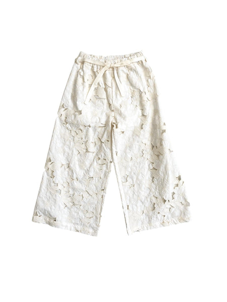 Pantalone avorio con ricami floreali in rilievo per neonata e bambina Miss Grant MG1678 AVORIO 