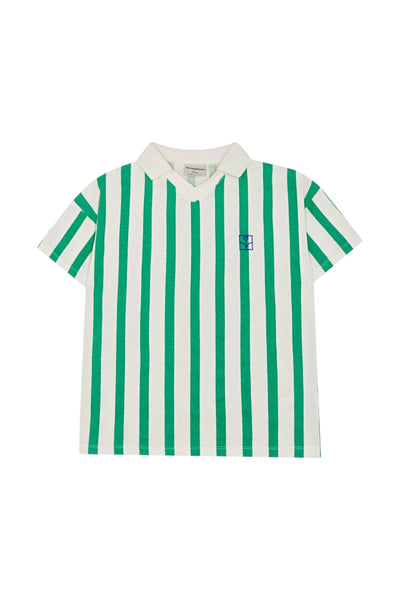 Polo oversize a  righe panna e verde per bambini The Campamento TC-SS26-26 GREEN 