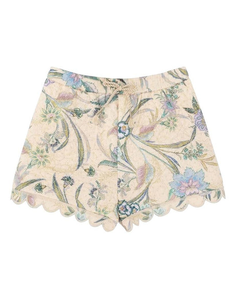 Shorts beige trapuntati con stampa floreale per bambina Zimmermann 7410ASS262 CSCFL 
