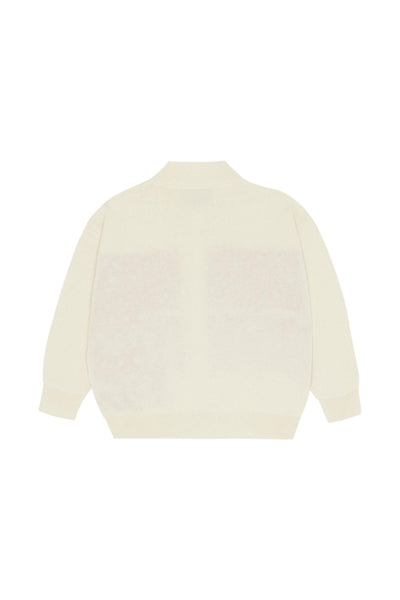 Cardigan in maglia panna con righe rosse per bambino The Campamento TC-SS26-59 ECRU 