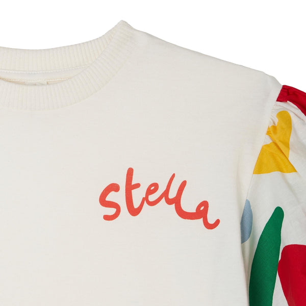T-shirt bianca con logo e maniche multicolor per bambina Stella McCartney kids TY8B71 101 